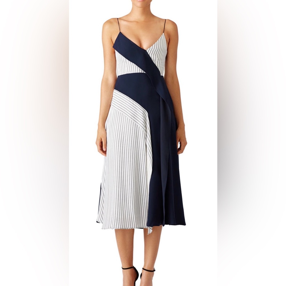 ADEAM Navy Deconstructed Slip Dress